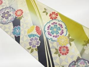 雪輪・華紋に花々模様織出し袋帯